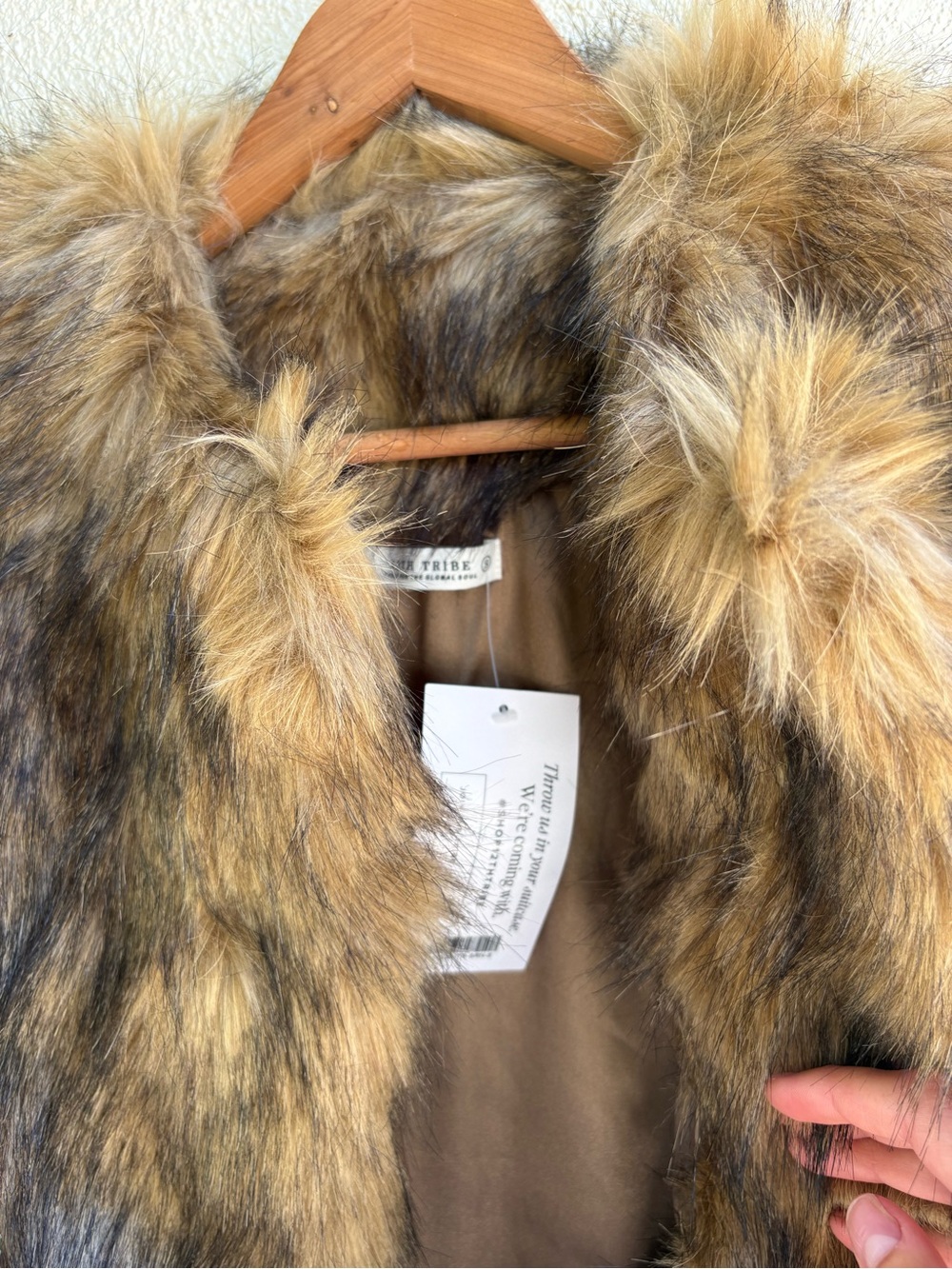 The Tribe Cropped Brown Fur Jacket - Picture 2 of 3